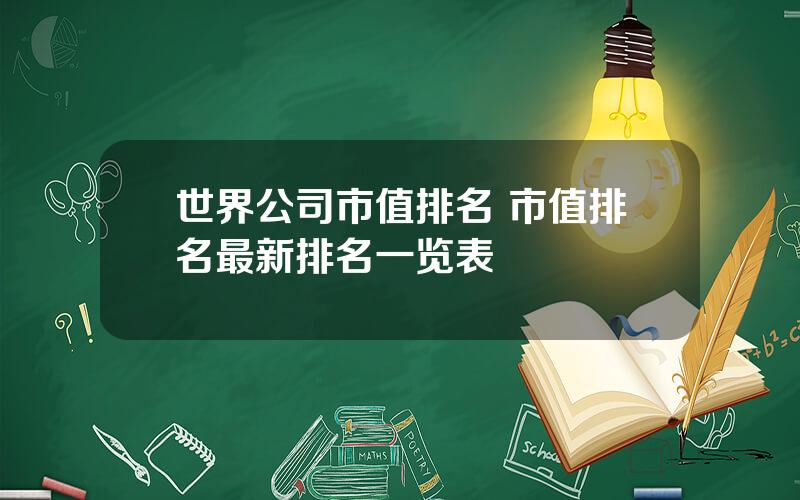 世界公司市值排名 市值排名最新排名一览表